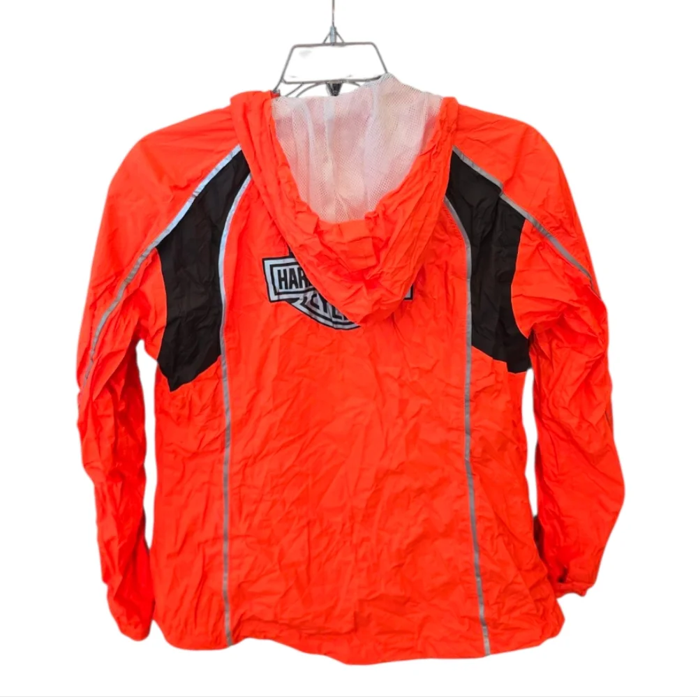 Harley-Davidson Reflective Orange Black Jacket Pants Rain Suit M - Picture 2 of 15